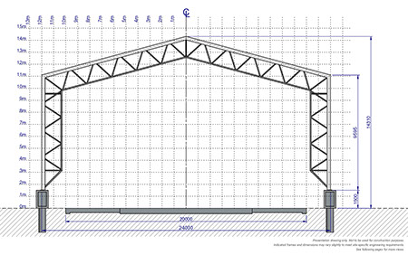 Grid-line elevation, 24 m span