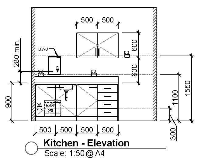 Kitchen elevation with services