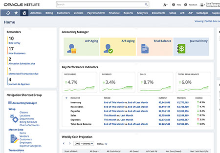 Oracle NetSuite dashboard set up and run by GuruCADD